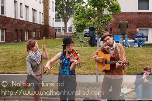 A folk band performs at Grand Old Day on 7 June 2009